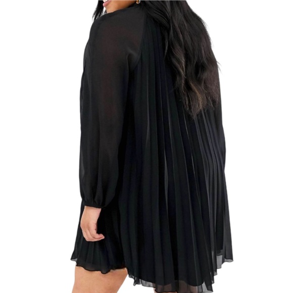 ASOS Red Chiffon Pleated Trapeze Dress w. Ruffle Neckline & Tie - Size 10 - Picture 5 of 16